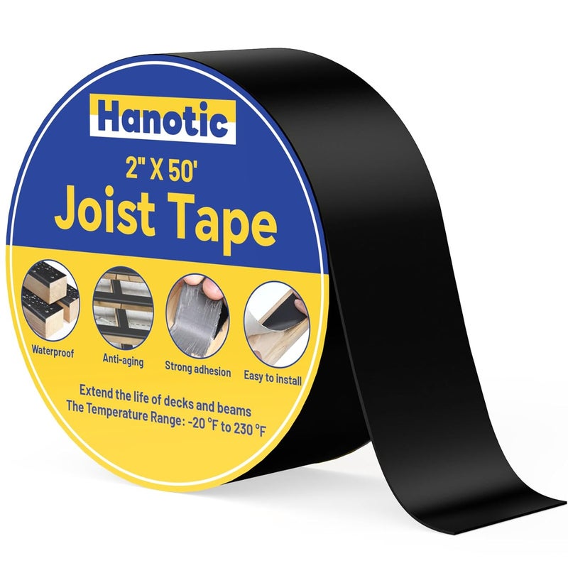 Hanotic Joist Tape for Decking 2" x 50', 1 Rolls Weatherproof Butyl Sealant Tape - Waterproof and Anti-Corrosion for Extend Deck Life for Wood Joists Beams Roof Rv - Image 1
